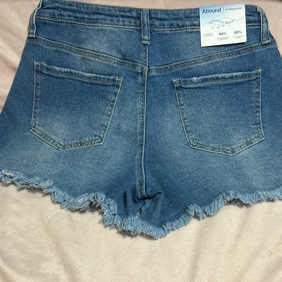 Abound Blue Jean Shorts High-Waisted Frayed Hem - Picture 4 of 8